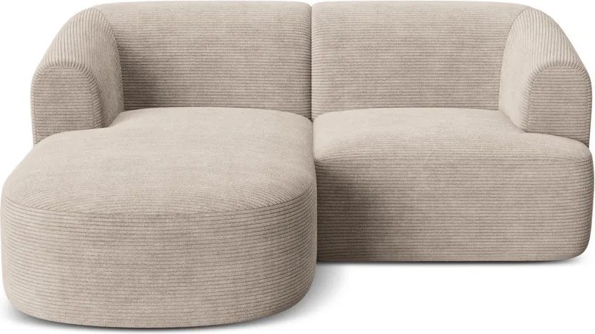 Világosbarna kordbársony sarokkanapé (bal oldali-heverő résszel) Campi – Cosmopolitan Design