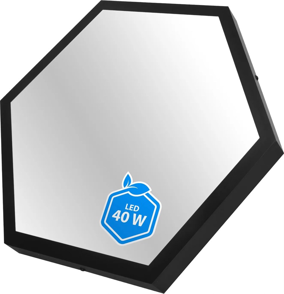 Led Panel Hexagon Falra Szerelhető 55CM 40W Fekete Mennyezeti lámpa