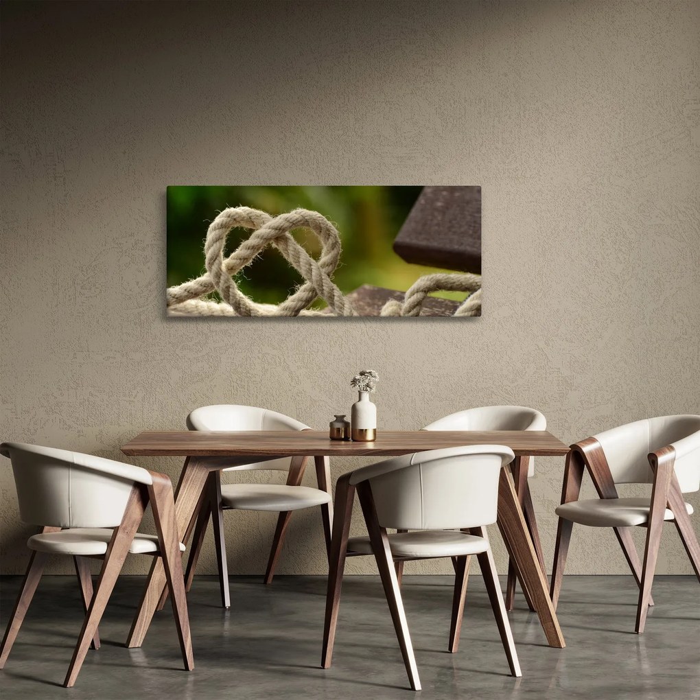 Szív kötélből képe (120x50 cm)