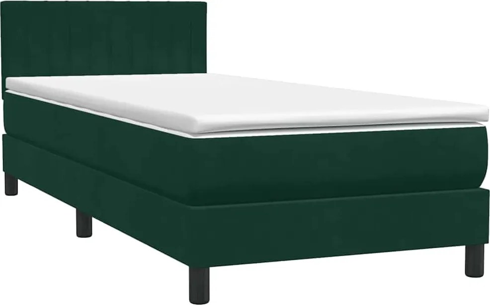 vidaXL sötétzöld bársony rugós ágy matraccal 80x220 cm