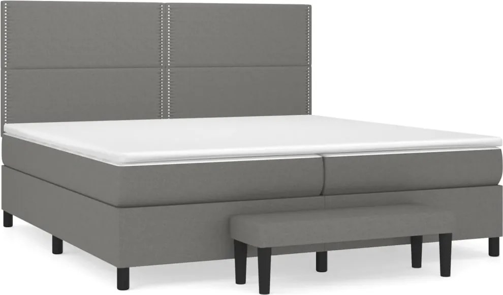vidaXL sötétszürke szövet rugós ágy matraccal 200 x 200 cm