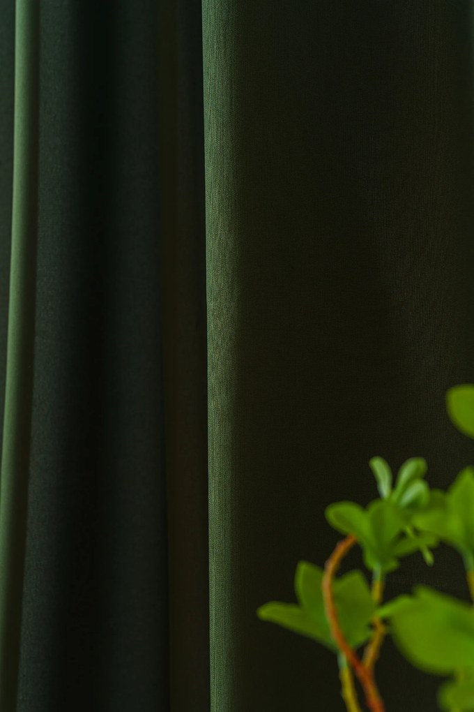 OXFORD LIGHT sötétzöld függöny 140x250 cm Felfüggesztés: Hullámos sínszalag