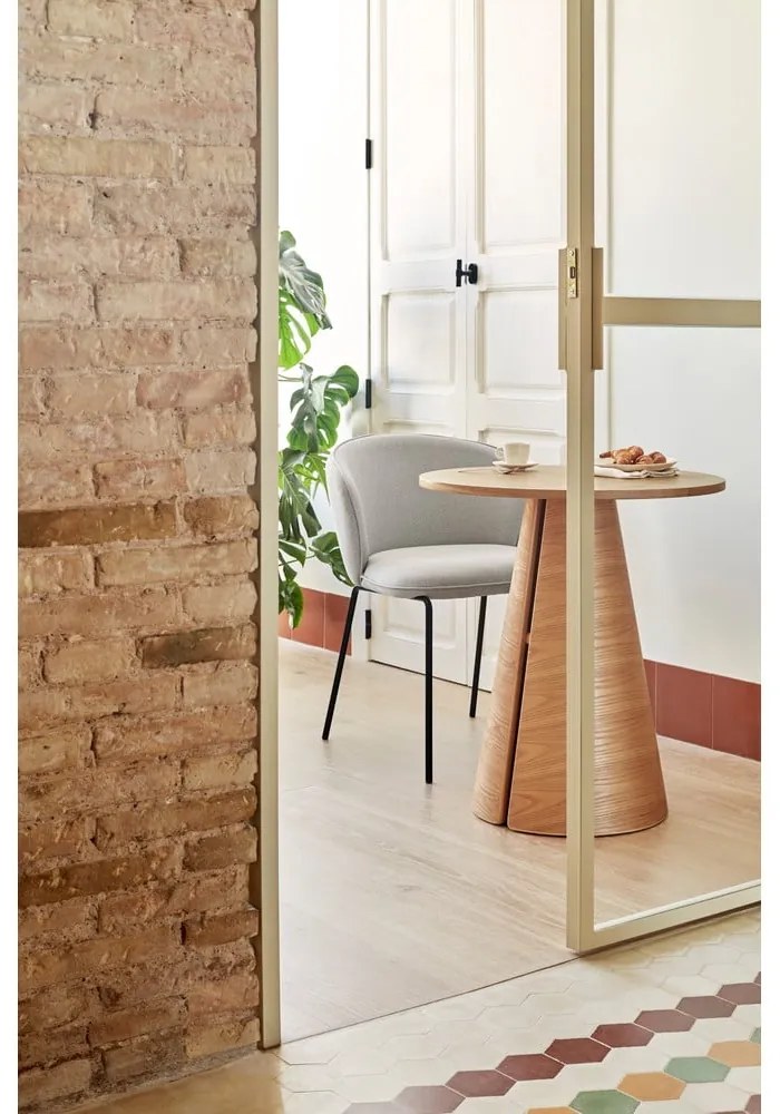 Natúr színű kerek étkezőasztal tölgyfa dekorral ø 65 cm Cep – Teulat