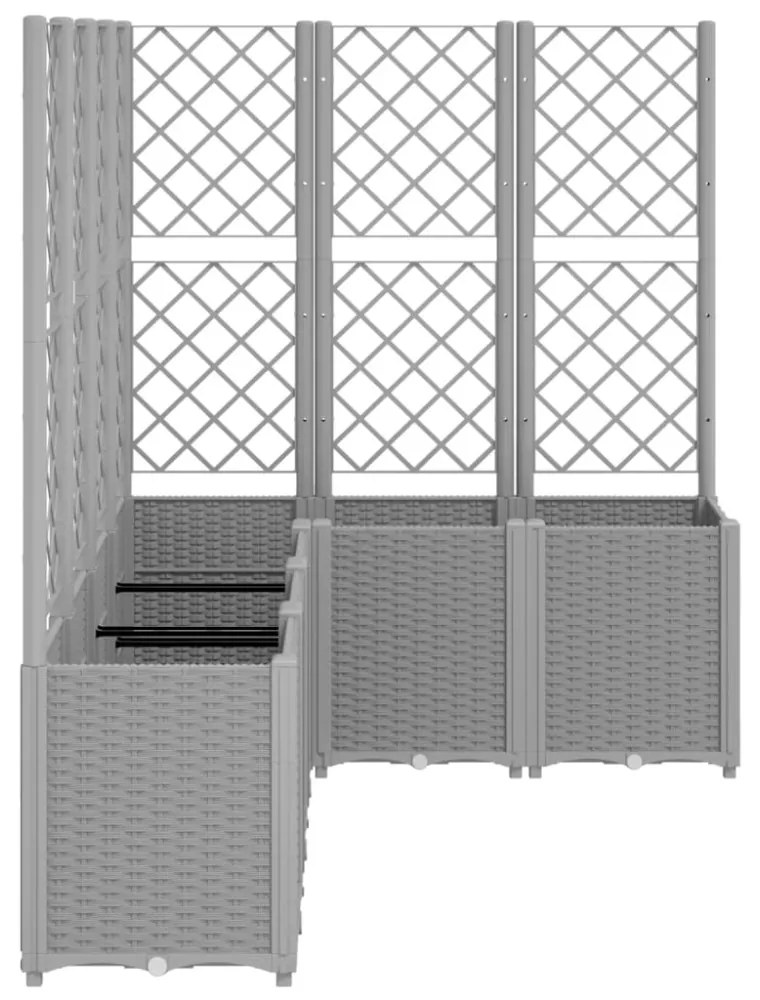 világosszürke PP rácsos kerti ültetőláda 160 x 120 x 140 cm
