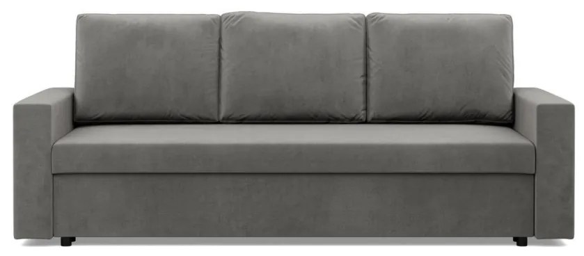 Zeus kanapéágy, bársony, hab töltet, egyenes kartámasz, világosszürke