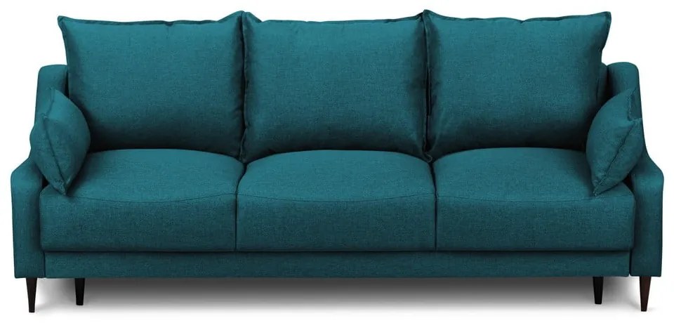 Ancolie türkiz kihúzható kanapé ágyneműtartóval, 215 cm - Mazzini Sofas