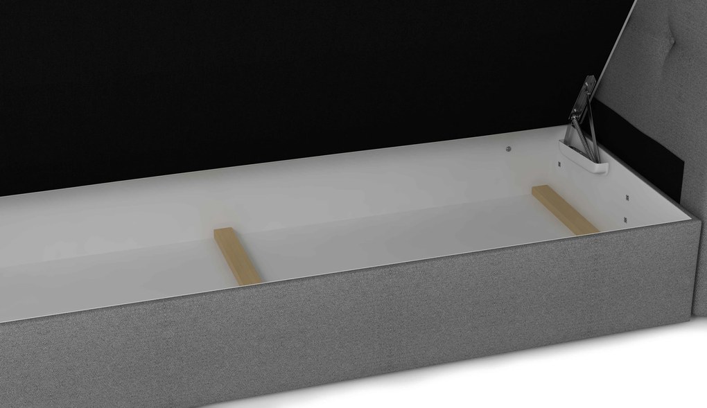 Franciaágy 140 cm Boxspring Marion Comfort (fekete + világosszürke) (ágyráccsal és matraccal). 1056246