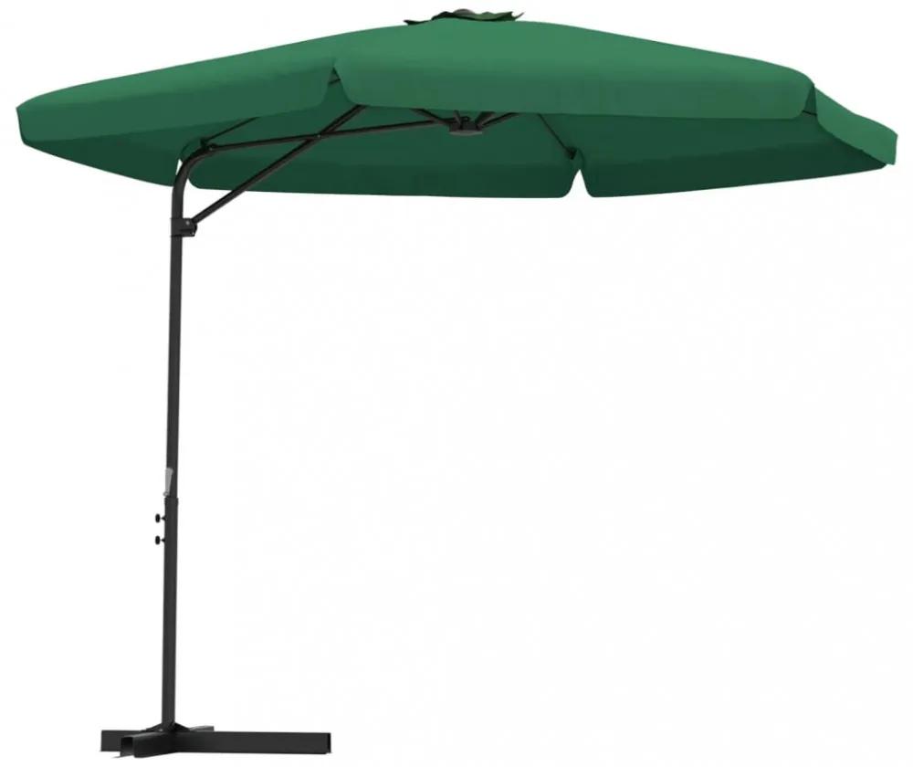 Zöld kültéri napernyő acélrúddal 300 cm