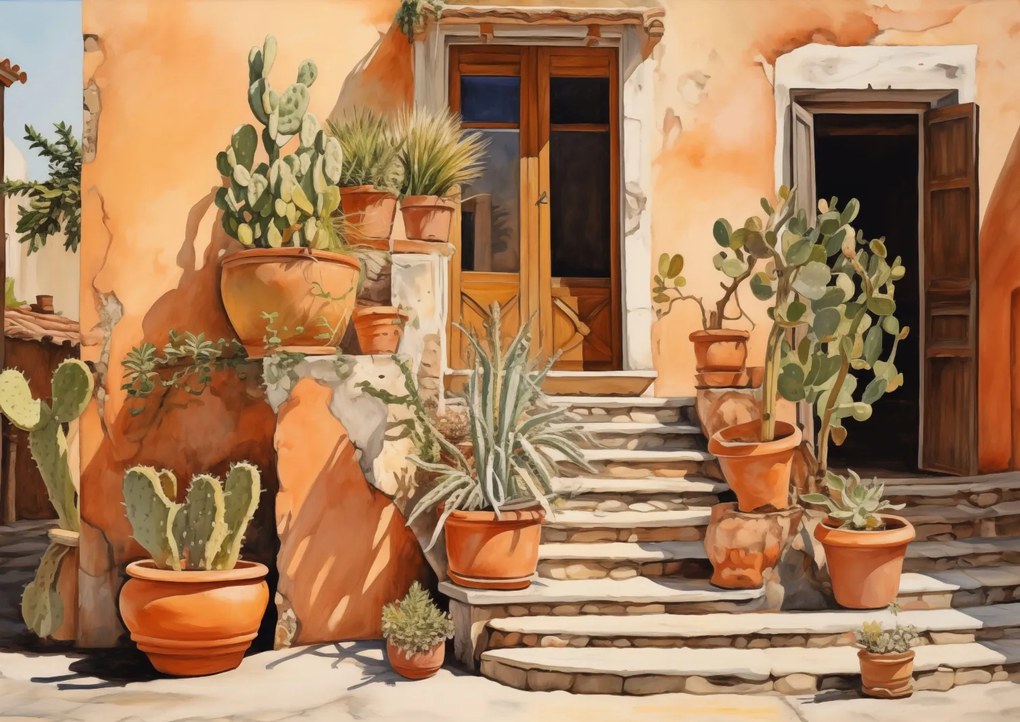 Poszter 59,4x42cm Napsütötte Kaktuszsarok