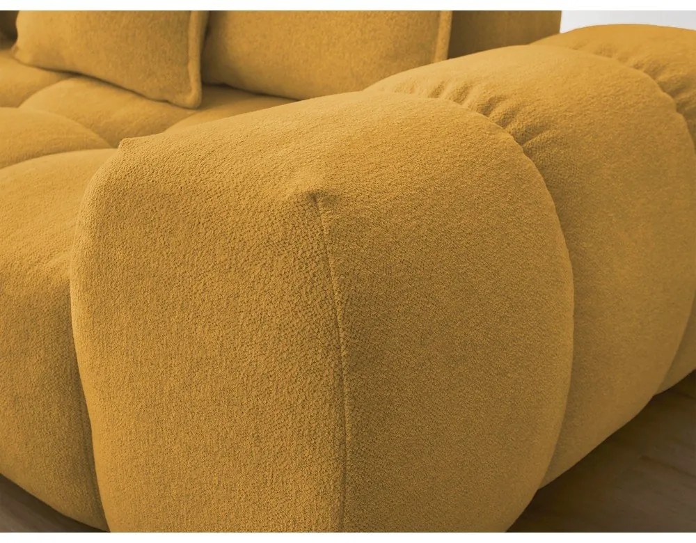 Mustársárga zsenília kinyitható-tárolóhelyes sarokkanapé (bal oldali-L alakú) Everest – Bobochic Paris