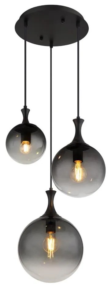 Globo 15885-3H - Csillár zsinóron DALTON 3xE27/10W/230V átm. 48 cm fekete