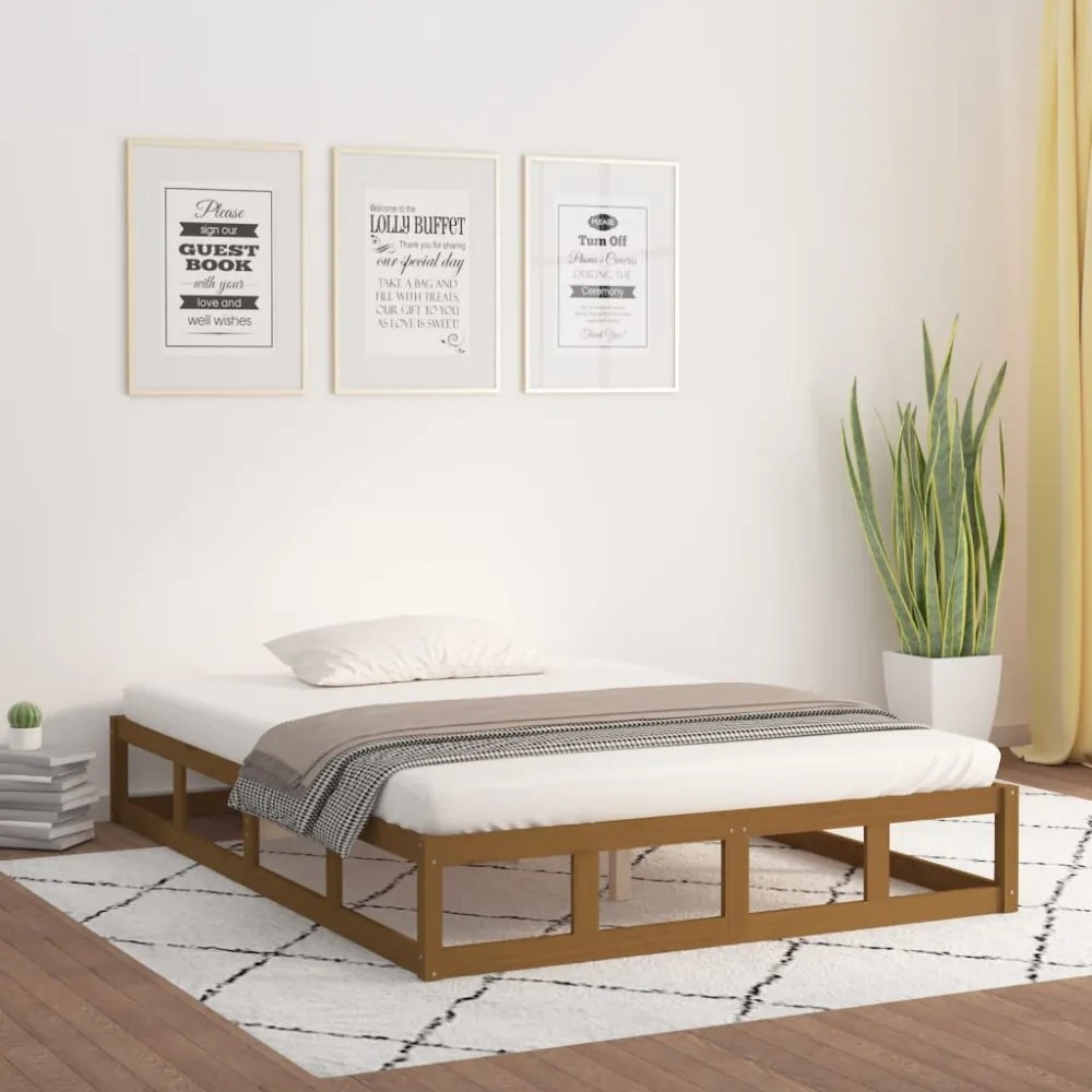 mézbarna tömör fa ágykeret 120x200 cm