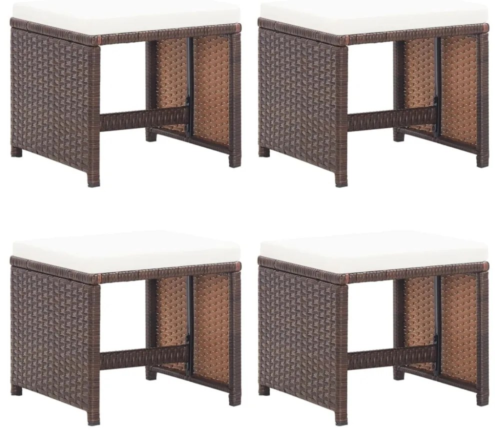 4 db barna polyrattan kerti szék párnákkal