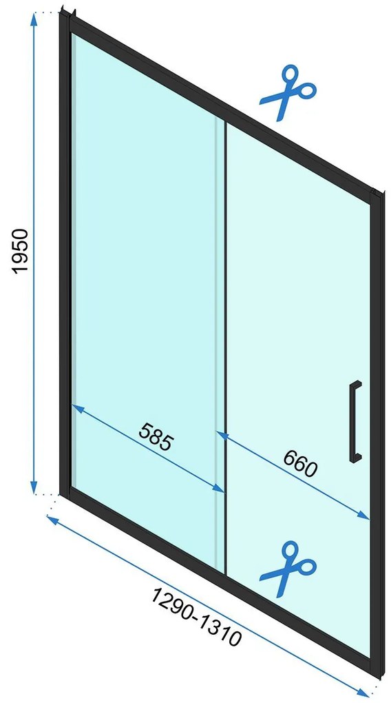 Rea Rapid Slide, 3 falú zuhanykabin 110 (ajtó) x 100 (fal) x 100 (fal) x 195 cm, 6mm átlátszó üveg, arany fényes profil, KPL-09421