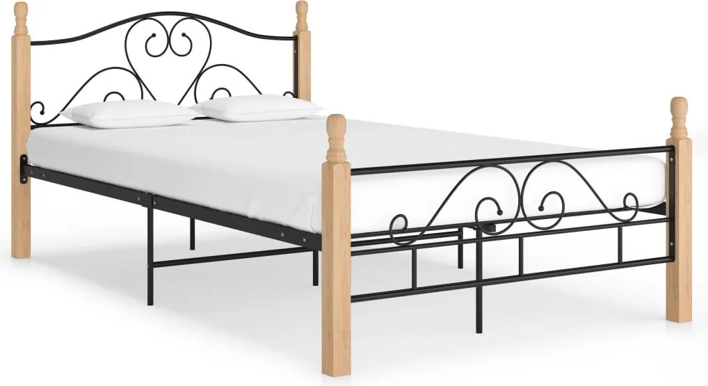 vidaXL fekete fém ágykeret 120 x 200 cm