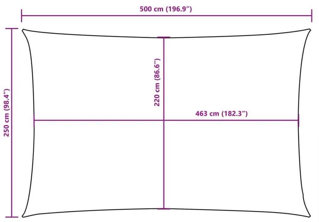 sötétzöld téglalap alakú oxford-szövet napvitorla 2,5 x 5 m