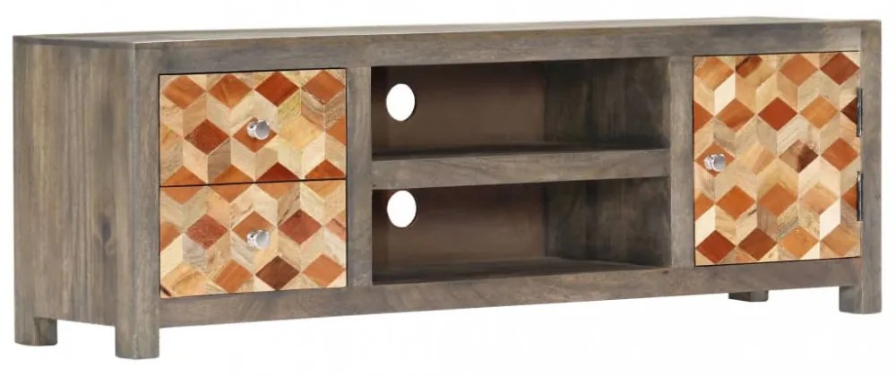szürke tömör mangófa TV-szekrény 120 x 30 x 40 cm