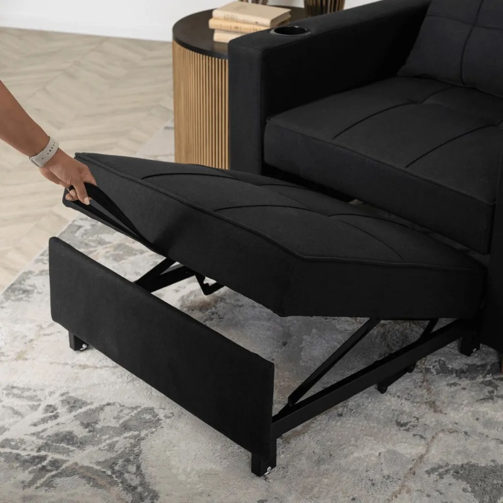 Ágyazható Fotel Fekete Kárpittal. SOLOR