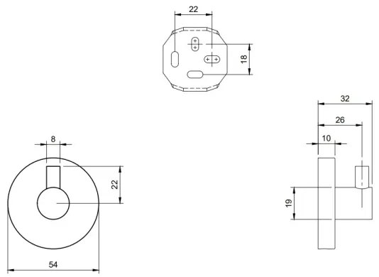 Villeroy & Boch TVA15101100061 - ELEMENTS fali kampó, fényes króm