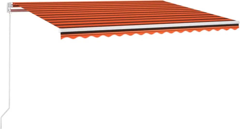 vidaXL narancssárga és barna kézzel kihúzható napellenző 450 x 350 cm