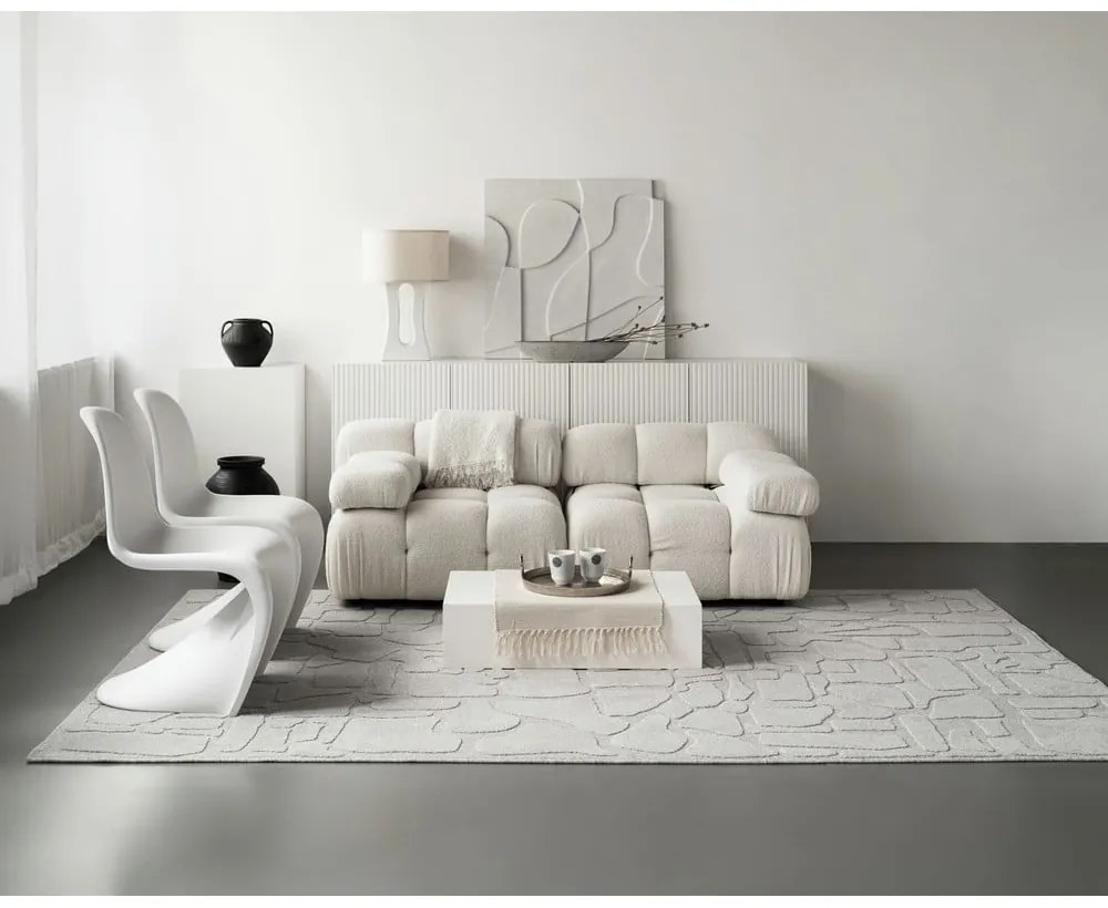 Világosszürke gyapjú szőnyeg 133x190 cm Morphic Dunes – Agnella