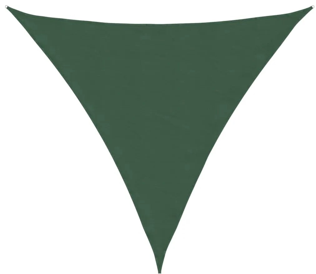 sötétzöld háromszögű oxford-szövet napvitorla 3,6 x 3,6 x 3,6 m