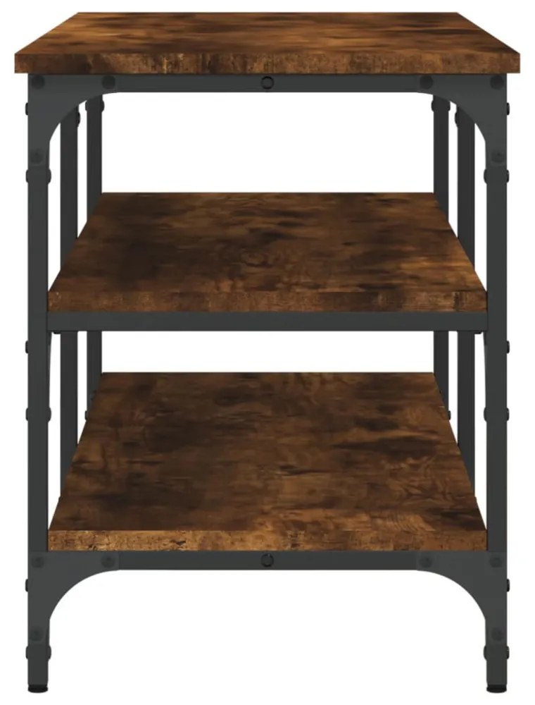 füstös tölgy színű szerelt fa cipőtároló pad 100 x 38,5 x 49 cm