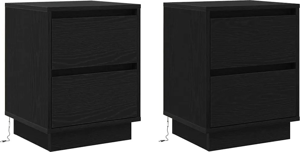 vidaXL Éjjeliszekrény 2 pcs Fekete tölgy 39 x 34,5 x 50 cm Faanyag