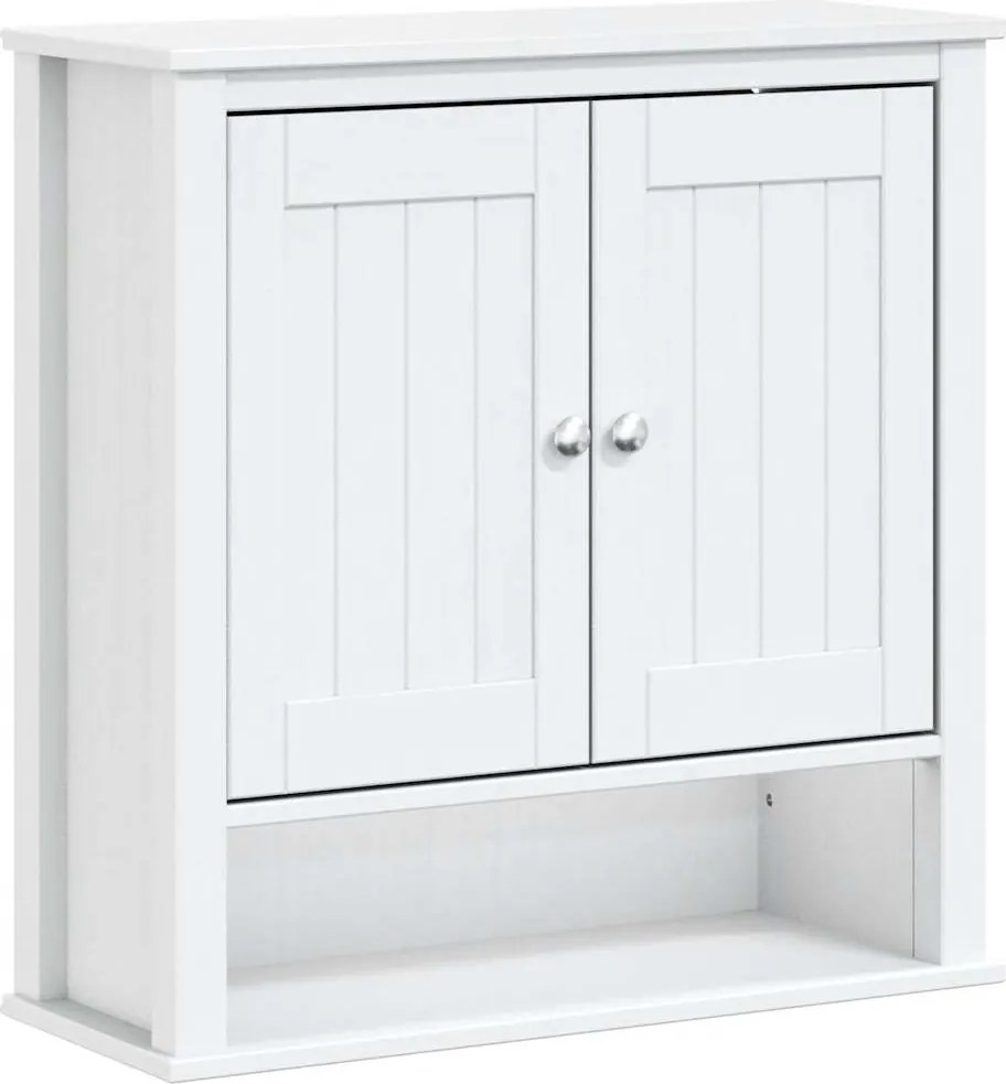 vidaXL BERG fehér tömör fa fürdőszobai faliszekrény 69,5x27x71,5 cm