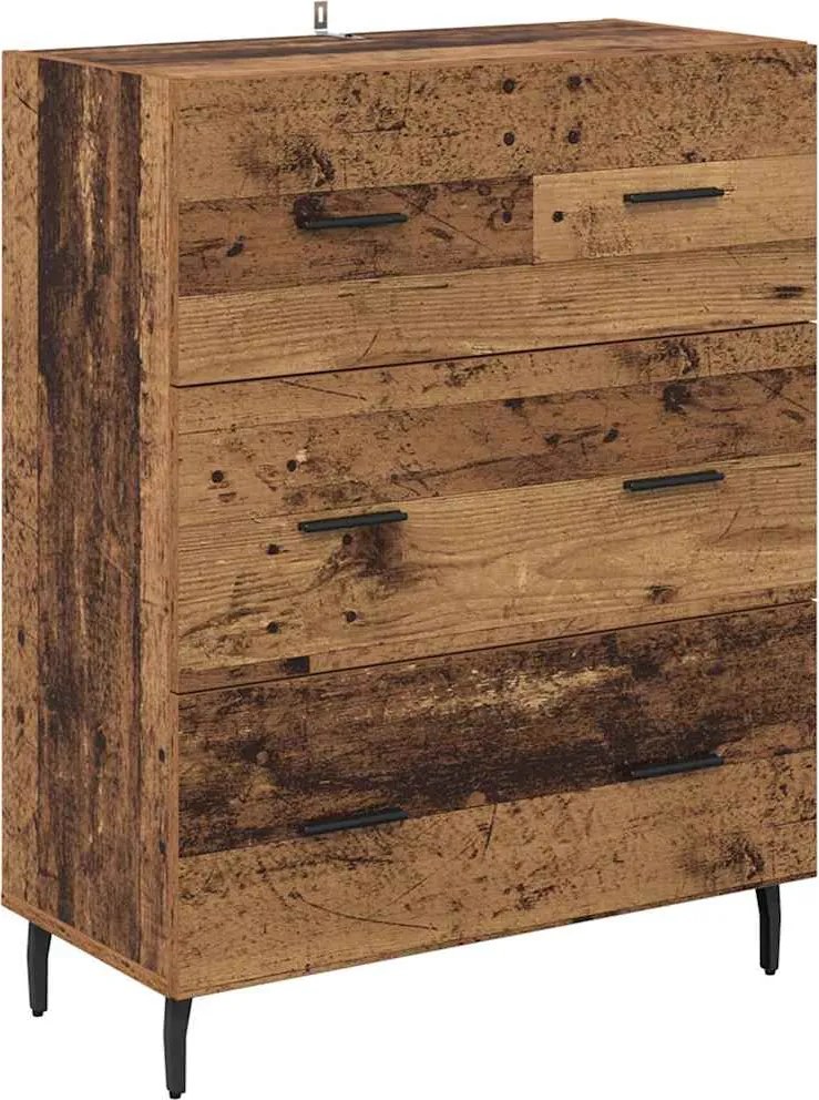 vidaXL Széf fiókkal Öreg fa 69,5 x 34 x 90 cm Műszaki fa és vas