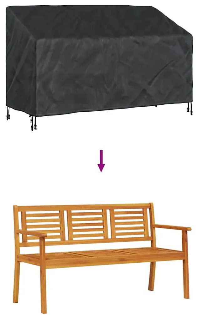 Kerti Pad Borító Fekete 165 x 70 x 65 / 94 cm 600D szövet