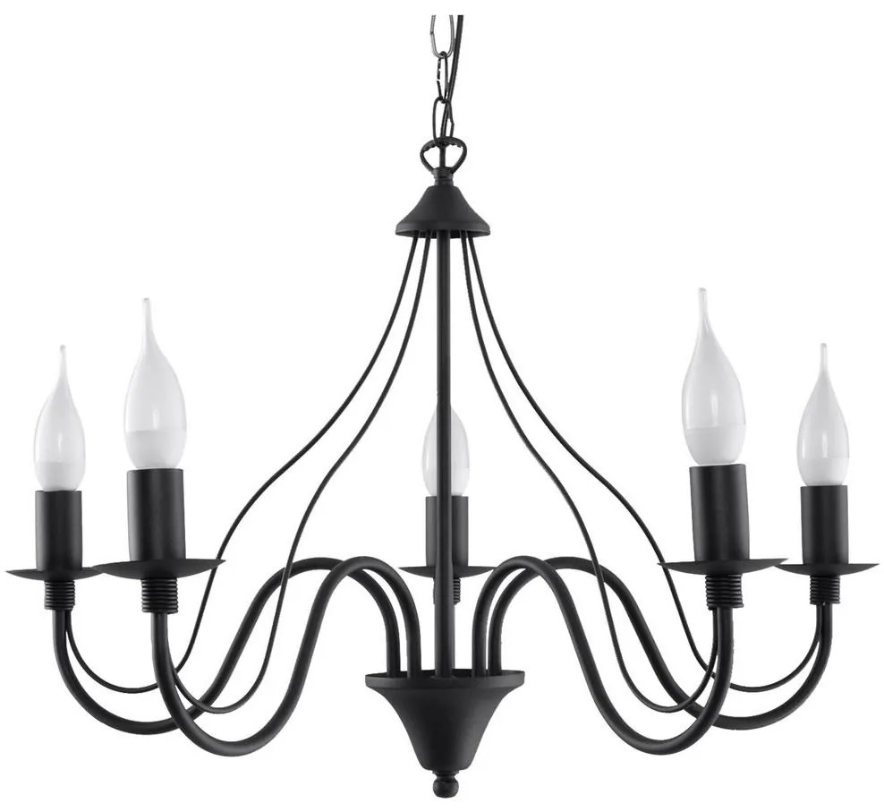 Csillár láncon MINERWA 5 5xE14/40W/230V fekete