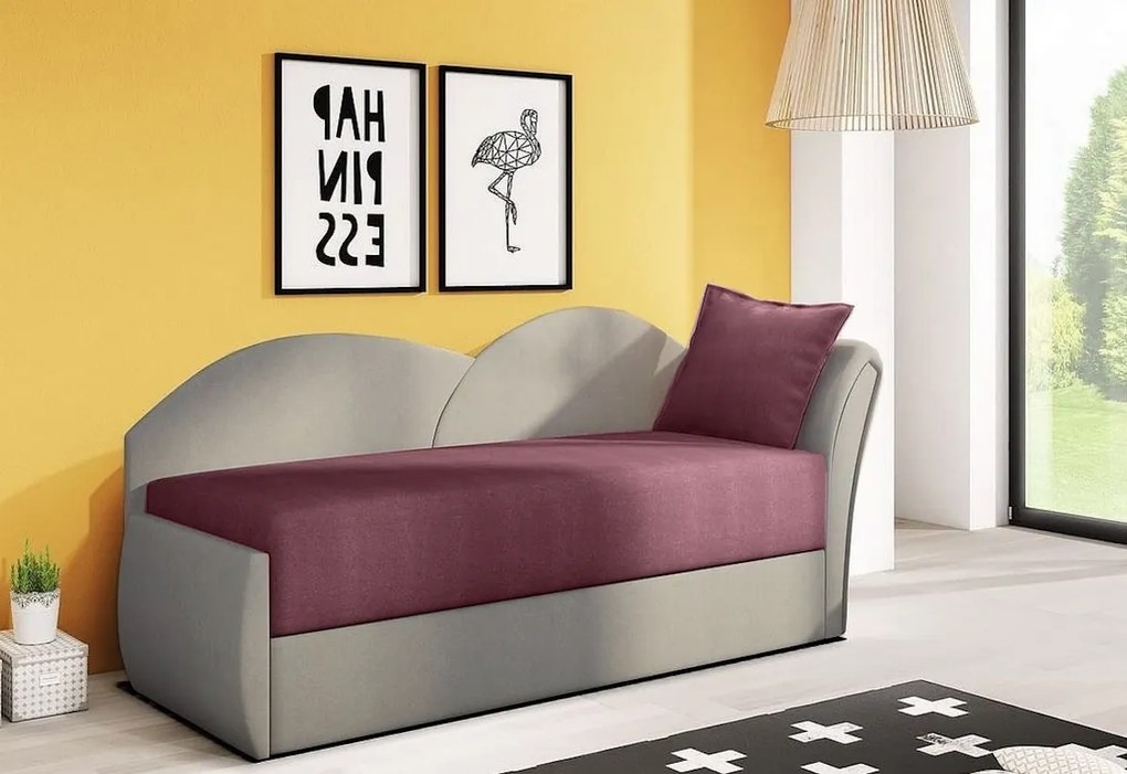 RICCARDO kinyitható kanapé, 200x80x75 cm, piros + fekete, (alova 46/alova 04), jobbos