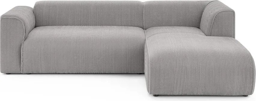 Világosszürke kordbársony sarokkanapé (jobb oldali-heverő résszel) Merid – Ropez