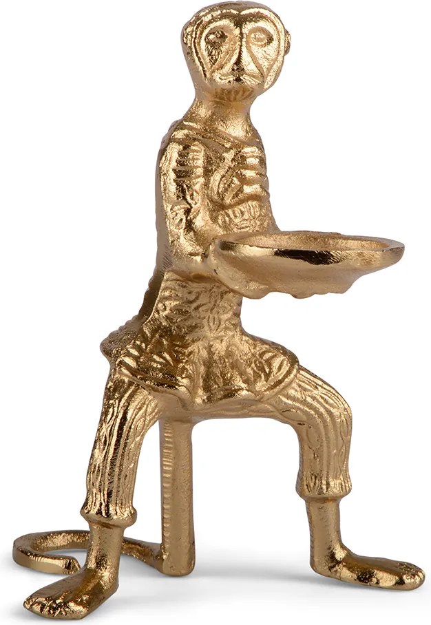 Tealight Gyertyatartó majom alumínium arany skandináv nappali