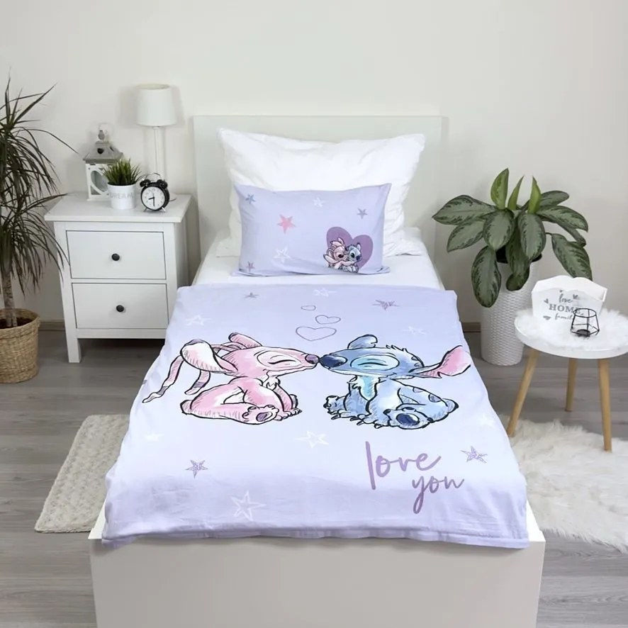 Disney Lilo és Stitch, A csillagkutya Purple gyerek, ovis ágyneműhuzat 100×135 cm, 40×60 cm