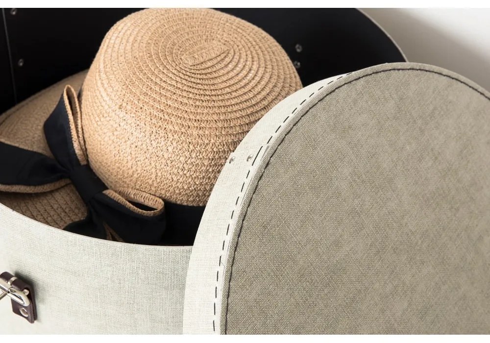 Bézs fedeles karton tárolódoboz szett 2 db-os ø 37,5x25 cm Rut Canvas Paper Laminate – Bigso