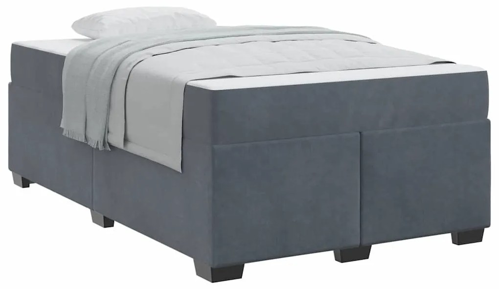 Ágykeret matraccal matracmal Sötétszürke 120 x 200 cm Bársony