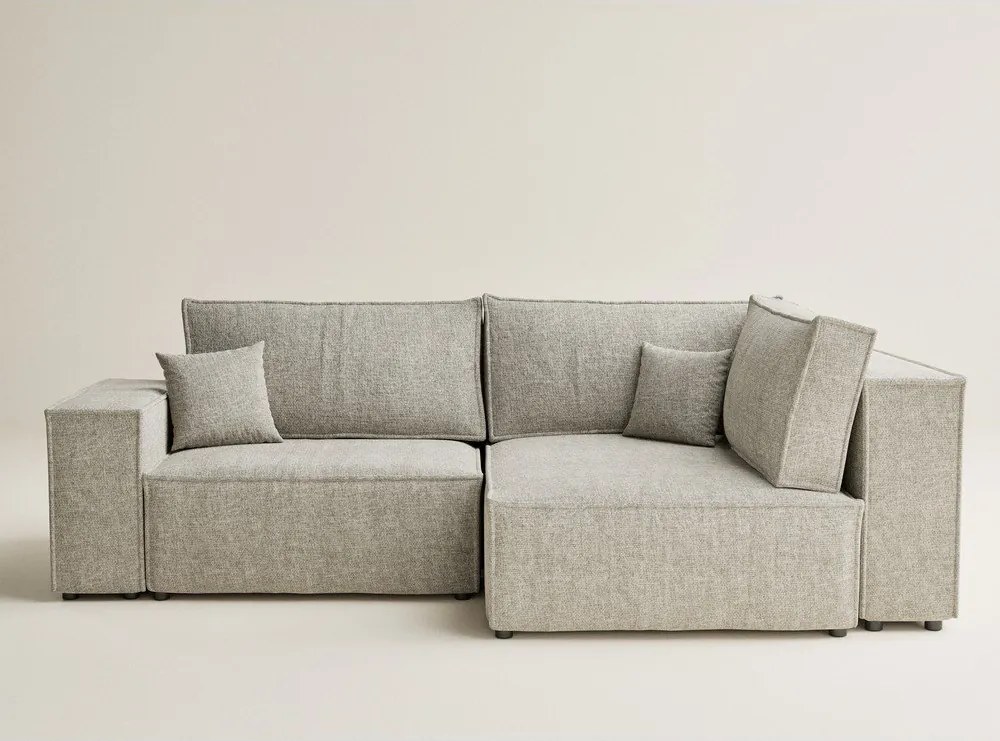 Bézs zsenília kinyitható-tárolóhelyes sarokkanapé (jobb oldali-L alakú) Tonga – Maison de Rêve