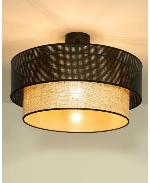 BORHO felületre szerelhető csillár 1xE27/60W/230V, átm. 40 cm, fekete/juta