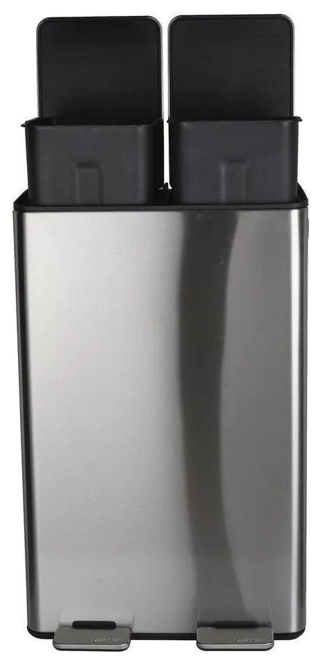 Matt ezüstszínű acél szelektív pedálos szemetes 2x30 l Aliya – Spirella