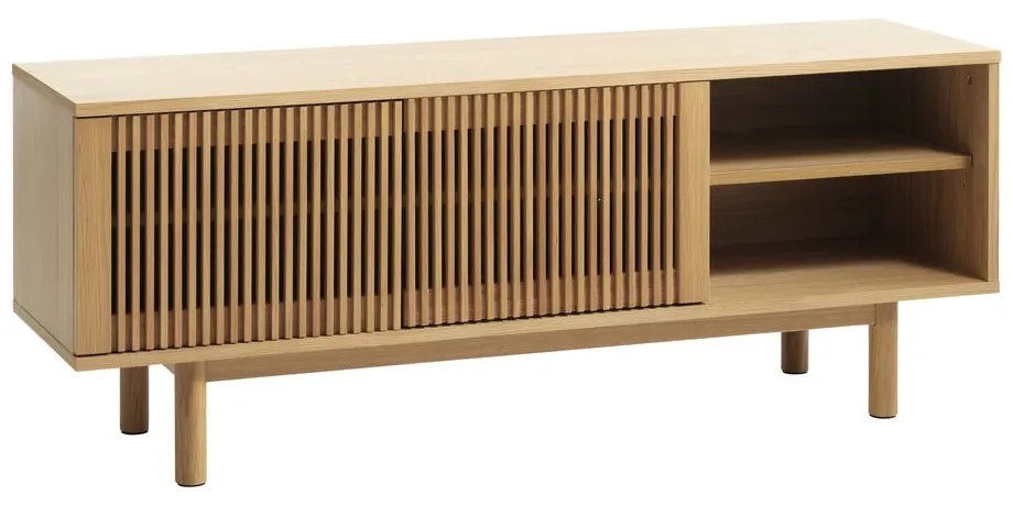 Natúr színű TV-állvány tölgyfa dekorral 143x55 cm Tiber – Unique Furniture