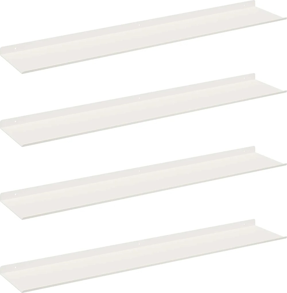 vidaXL Lebegő polc Falra szerelhető 4 pcs Fehér 100 x 18 x 2,5 cm Acél