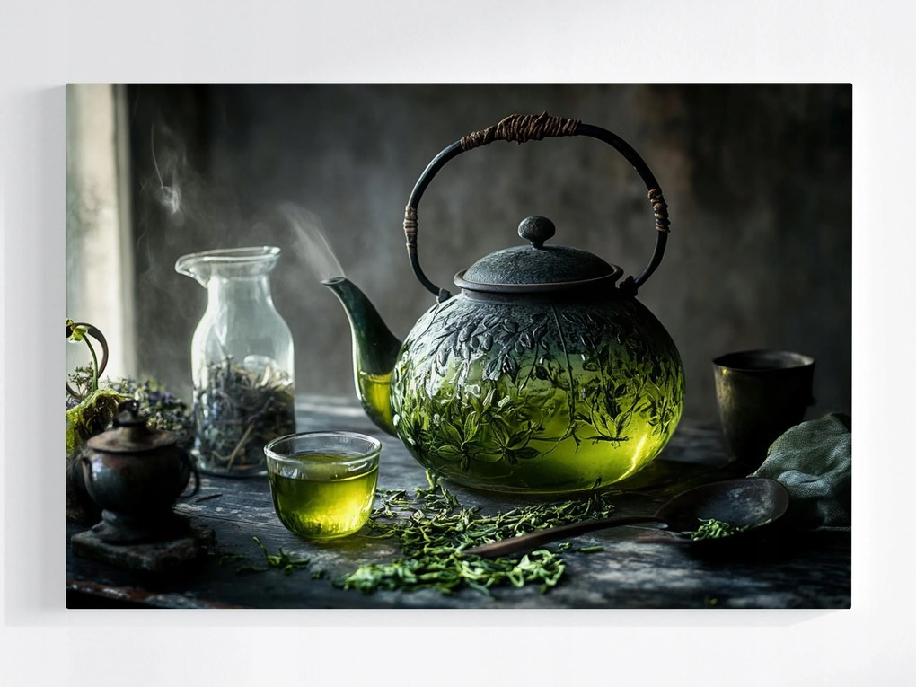 Poszter Zöld Tea Infúzió Ital Kerámia Üveg 120x80
