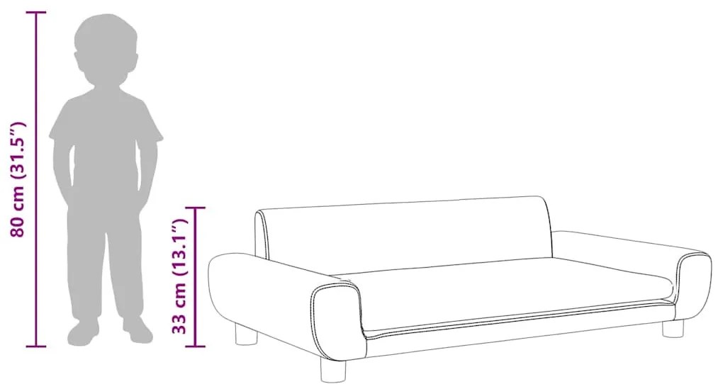 fekete bársony gyerekkanapé 100 x 54 x 33 cm