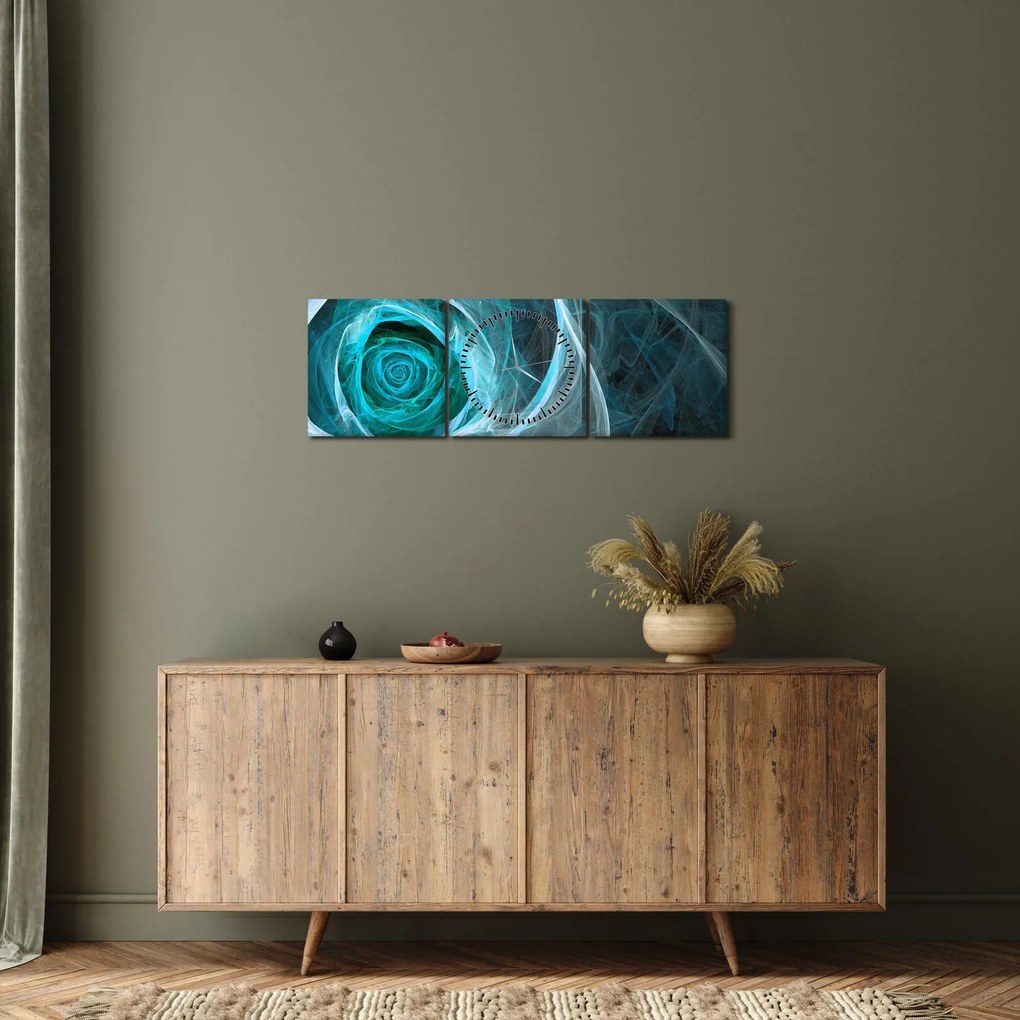 Kép - Absztrakt rózsaszín kék fekete háttérrel (órával) (90x30 cm)