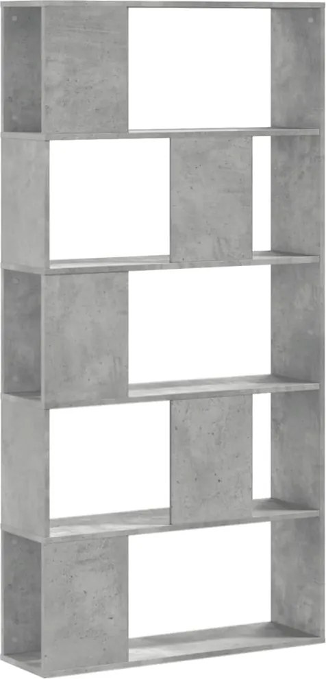 vidaXL 5 szintes betonszürke szerelt fa könyvespolc 80,5x23,5x162,5 cm