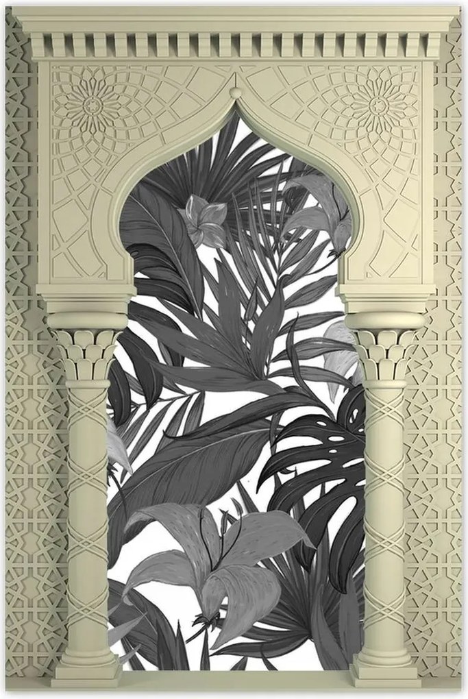 Poszter 60x90 Fekete-fehér monstera