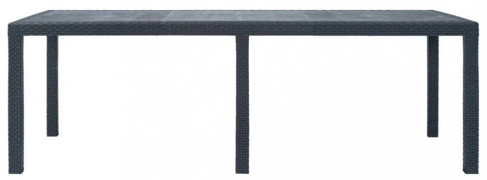 antracit rattan hatású műanyag kerti asztal 220 x 90 x 72 cm