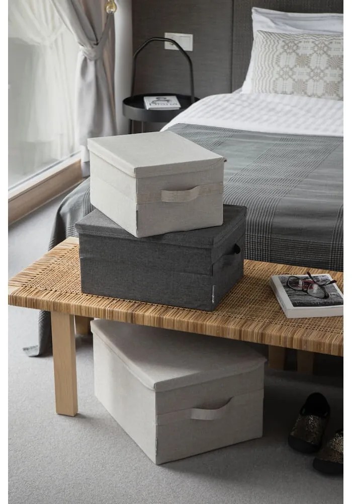 Bézs fedeles textil tárolódoboz 35x26x19 cm Soft Storage – Bigso
